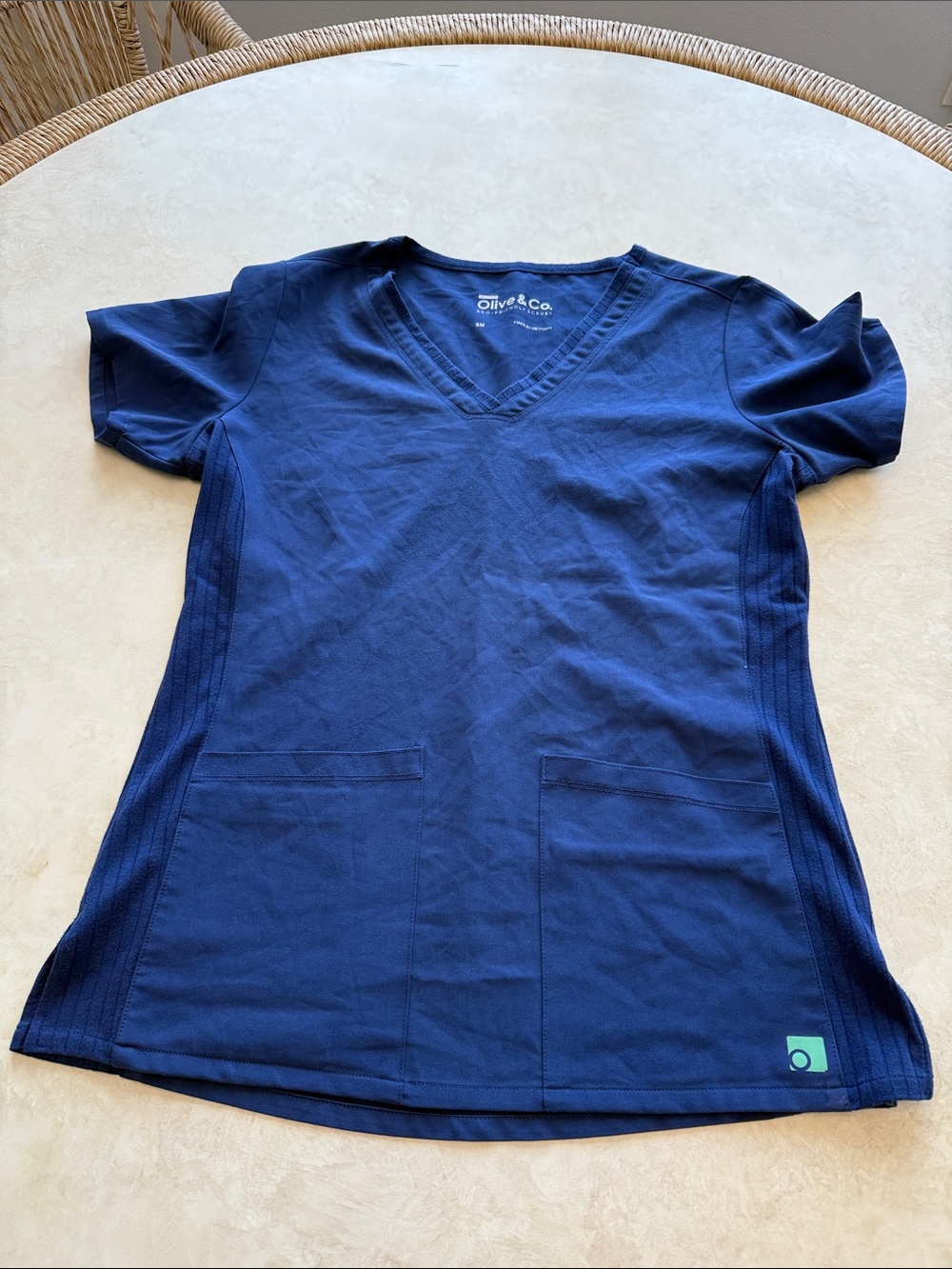 Girls' V-Neck Top - Navy Blue